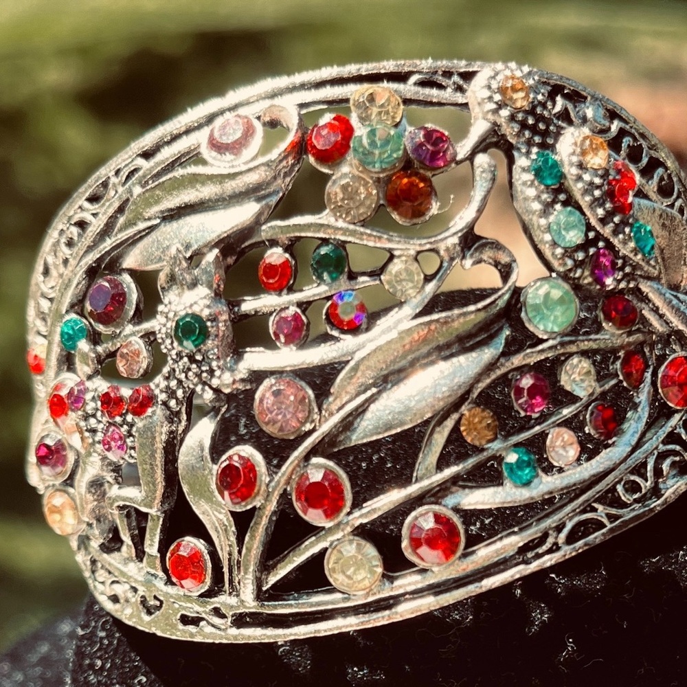 Rhinestone Bracelet (designer bird & deer carved)